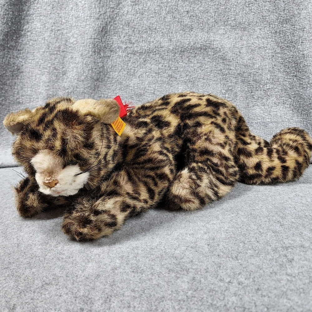 Vintage Steiff Katze Cat Plush 3212/15 West Germany Knopf Im Ohr Yellow Tag‎